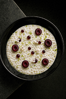 Fancy Tapioca Pudding With Bing Cherries