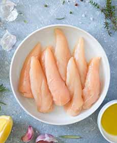 A Plate Of Raw Chicken Tenders