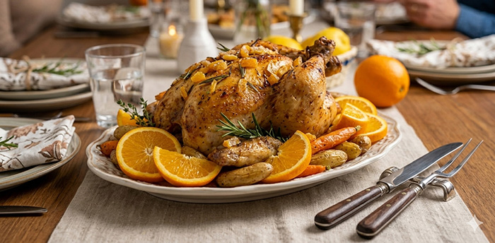 A Roast Chicken With Candied Orange Peel