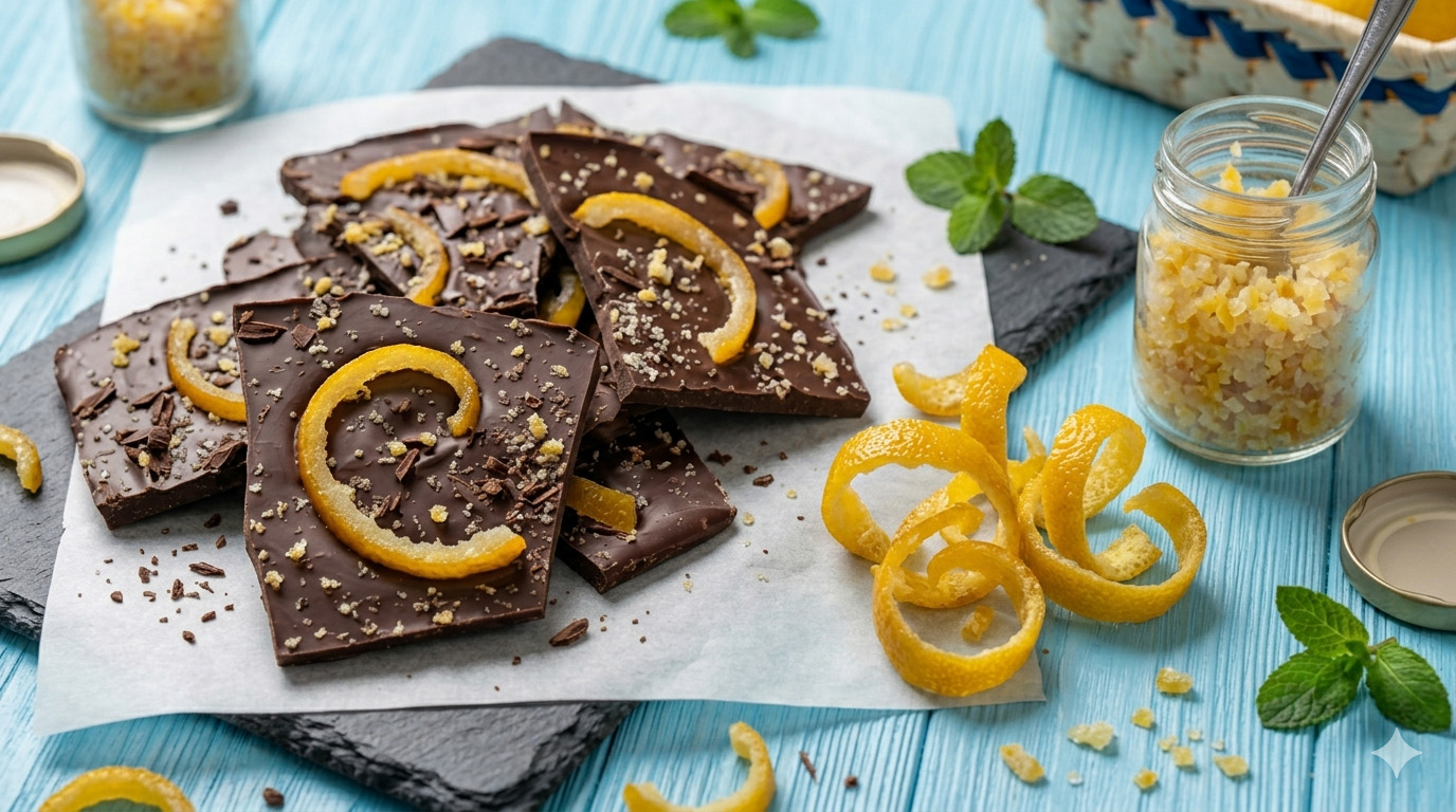 Chocolate Bark With Candied Orange Peel