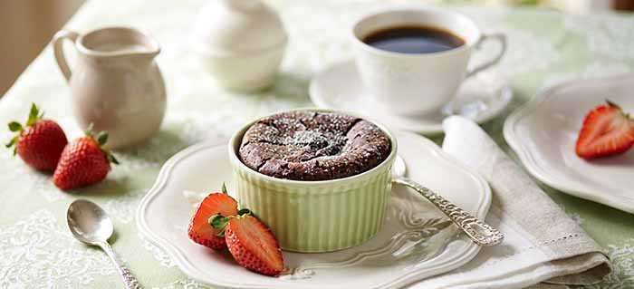 Chocolate Souffle With A Cup Of Coffee