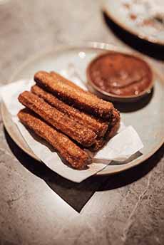 Churros With Chocolate-Peanut Butter Sauce