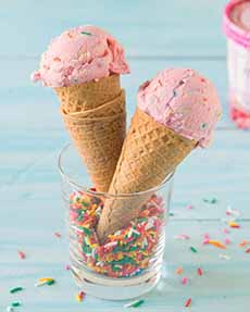 Strawberry Ice Cream Cones With Sprinkles