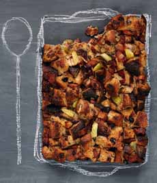 Cranberry-Pecan Bread Pudding with Bacon