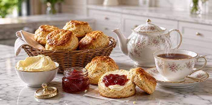 Cream Tea: Tea, Scones, Jam, Clotted Cream