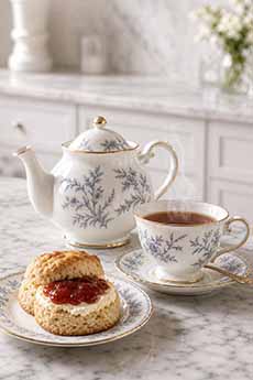 Cream Tea: Tea, Scones, Clotted Cream and Preserves