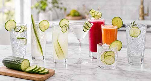 Drinks With Cucumber Garnishes