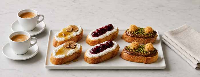 A Plate Of Dessert Crostini & Espresso