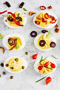 Deviled Eggs With Different Garnishes