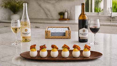 Deviled Eggs Platter With Wine