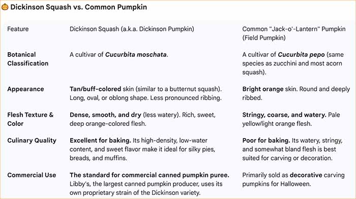 Dickinson Squash vs. Pumpkin Chart