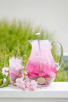Pitcher of water with dragon fruit and lime