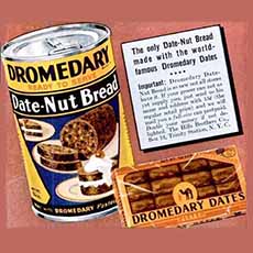 A vintage ad for Dromedary Date Nut Bread