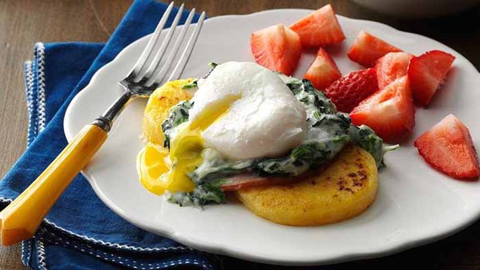 Eggs Benedict Florentine On Polenta