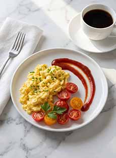 Scrambled Eggs With Ketchup & Coffee