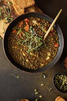 A bowl of Fenugreek Lentil Soup