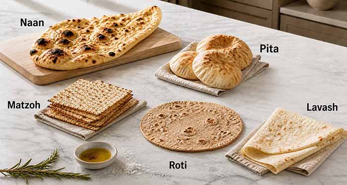 Assorted flatbreads.