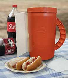 Take A Roll paper towel holder with hot dogs and soda