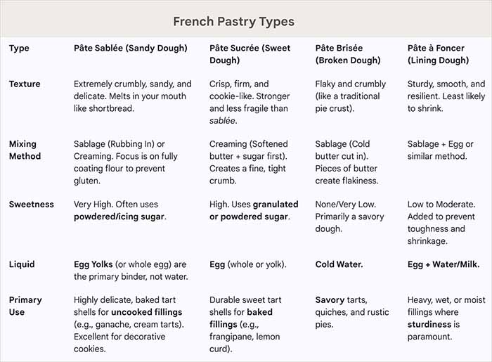 French Pastry Types Chart