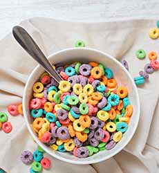 Bowl Of Fruit Loops Breakfast Cereal