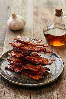 A Plate Of Garlic & Maple Syrup Jerky