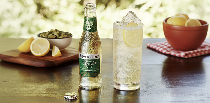A Glass & Bottle Of Fever Tree Ginger Ale
