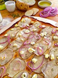 Recipe For A Goat Cheese, Potato & Onion Pizza