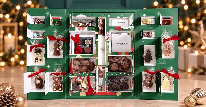 The chocolates in the Läderach Grand Selection calendar.
