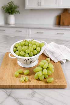 Green Grapes In A Colander
