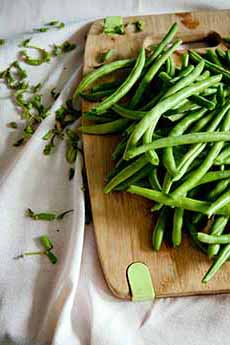 Fresh Green Beans on a cutting board