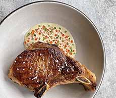 Pork Chop With Smoked Trout Caviar