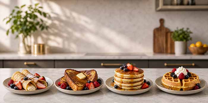 Breakfast Buffet: Crepes, French Toast, Pancakes, Waffles