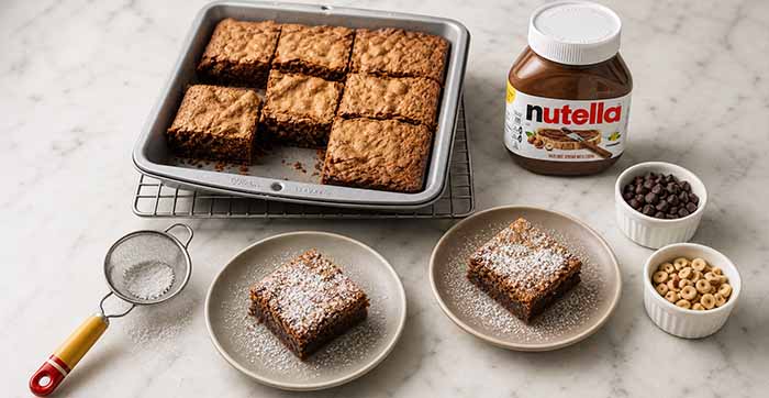 A Pan Of Hazelnut Cake Squares