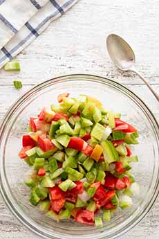Israeli Salad On A Glass Dish