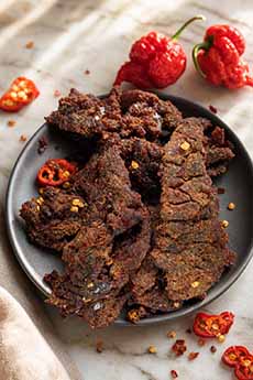 A Plate Of Carolina Reaper-Flavored Jerky