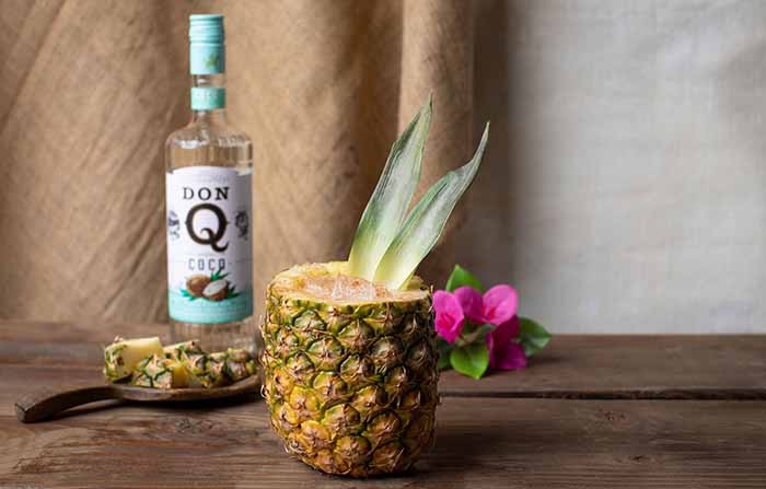 Pina Colada Served In A Fresh Pineapple