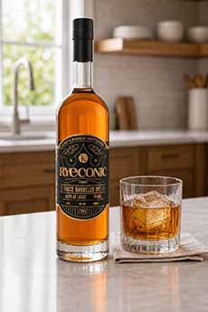 Bottle & Glass of King's Family Distillery Rye