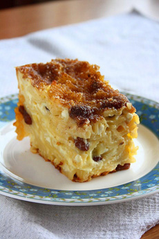 Slice of Noodle Kugel with Raisins