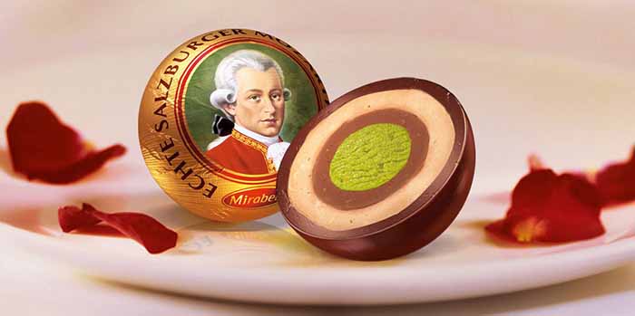 A Plate Of Mozart Kugeln With Marzipan