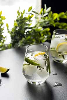 Glasses of lemon, lime, and rosemary-infused water