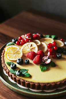 Lemon Tart With Mixed Fruit Garnish