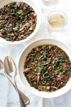 Lentil Soup With Mustard Greens