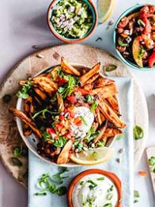 Loaded Fries With Blue Cheese Dip