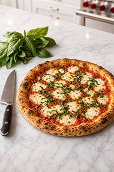 Margherita Pizza With Basil Chiffonade