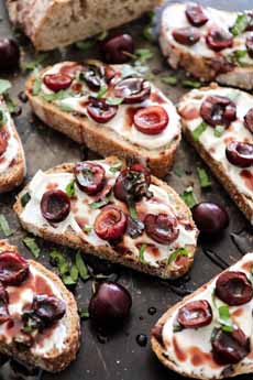 Ricotta, cherry & basil on toast
