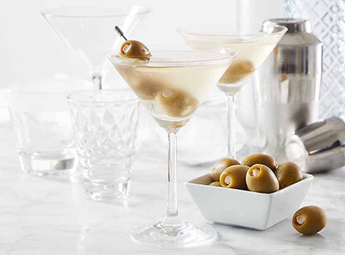 Martini with blue cheese stuffed olives