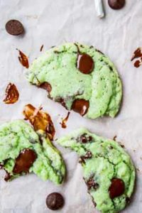 Green Mint Chocolate Chip Cookies