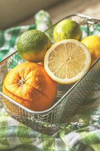 Basket Of Citrus Fruit: Grapefruit Lemon Lime Orange
