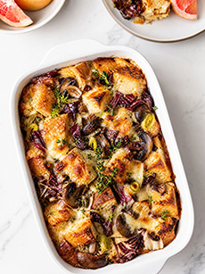Mushroom Radicchio Bread Pudding