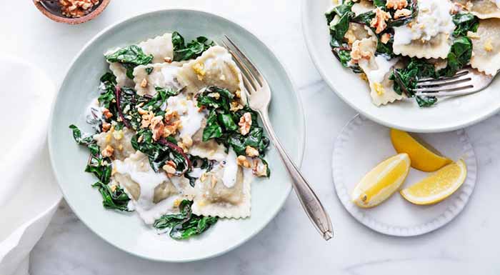 Mushroom Ravioli With Chard